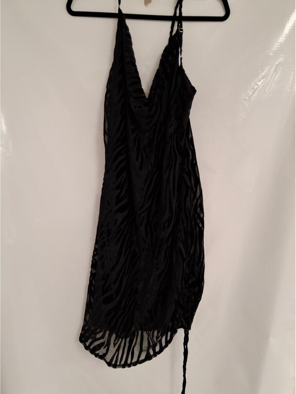 Nasty Gal Black Velvet Zebra Print Midi Dress Size US 16